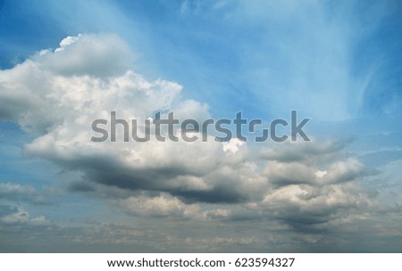   cumulus cloud blue sky on sunny day, fluffy cloudscape in summer