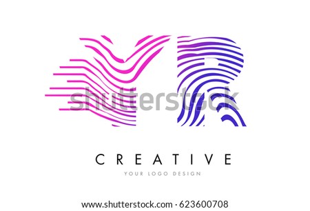 YR Y R Zebra Letter Logo Design with Black and White Stripes Vector