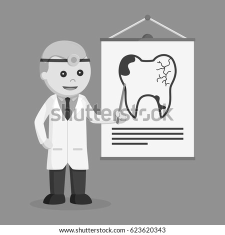 black and white dentist giving presentation black and white style