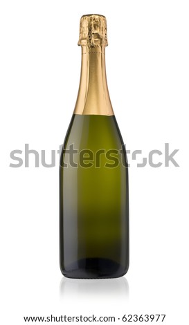 Sparkling White Wine Bottle, Champagne bottle isolated on a white background supplied with a hand drawn clipping path. Royalty-Free Stock Photo #62363977