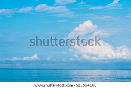 image of sea and cloudy blue sky over it.