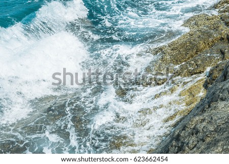Waves in ocean Splashing Waves Andaman Phuket Thailand