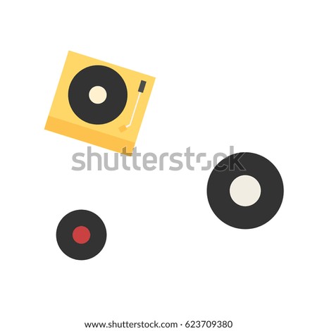 Vinyl and Turntable vector in flat design, Vector illustration