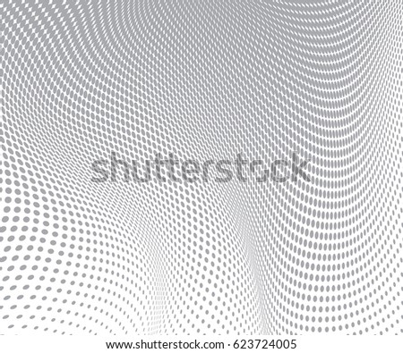 gray circles on white background. Halftone wave texture. Vector illustration.