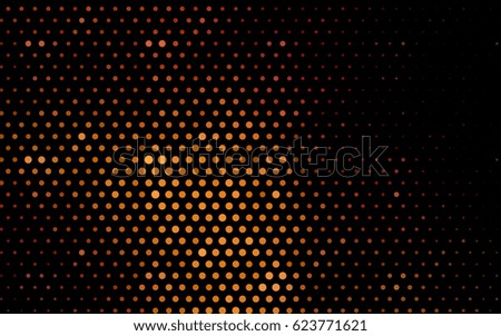 Dark Orange vector banner with circles, spheres. Abstract spots. Background of Art bubbles in halftone style with colored gradient.