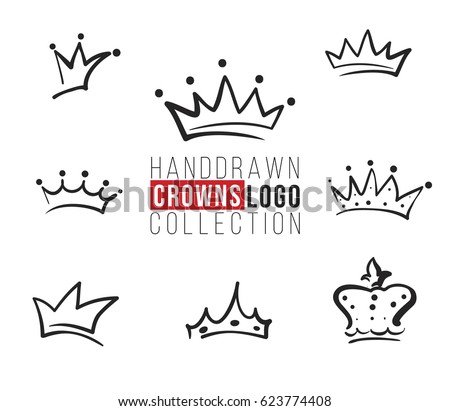 Hand drawn crown logo collection