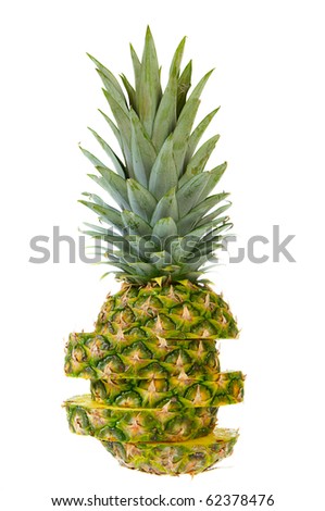 A cut pineapple isolated on a white background.