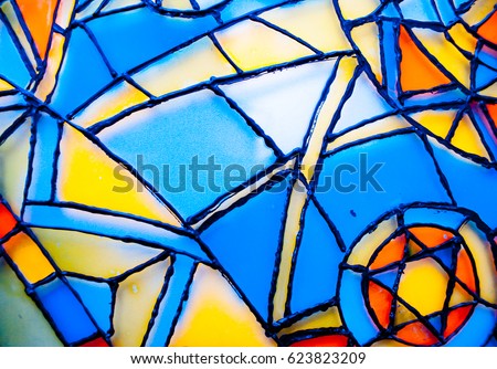 Abstract vitrage on glass. Hand drown glass. Background with ornaments