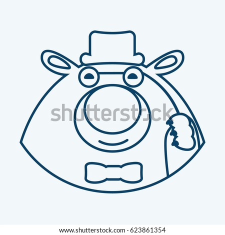 A bear icon in a retro hat, glasses and butterfly. He closely examines something