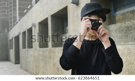 Asian Guy Take Photos Camera
