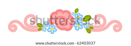 Vector valentine`s day element with flowers