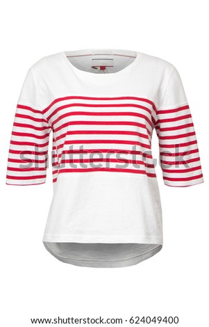 White t shirt with red strippes