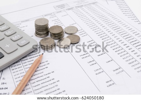 Coin and money bank statement, finance concept
