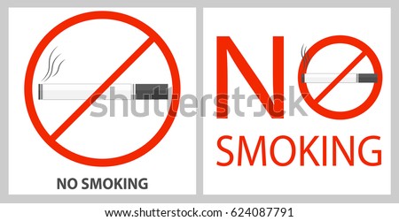 No smoking label isolated on white background. Bad habit. Health care. Vector icon illustration.  Flat style.