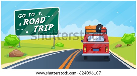 Go to a road trip, vector illustration Royalty-Free Stock Photo #624096107