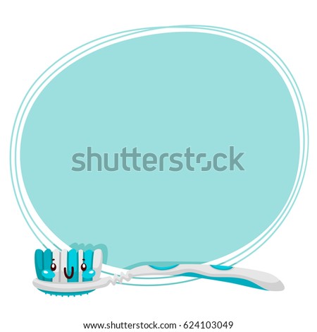 Cute toothbrush, cartoon character, oral dental hygiene, background, vector.