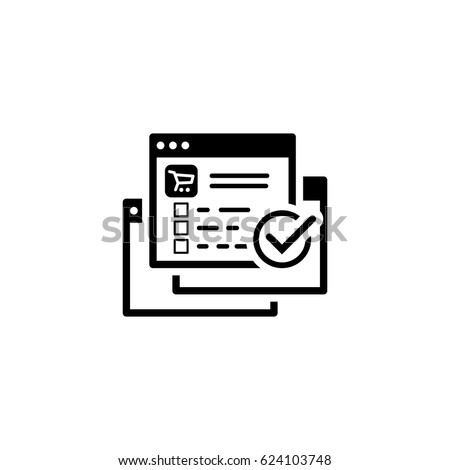 Order Processing Icon. Flat Design Isolated Illustration. App Symbol or UI element. Web Page with Order and Check Mark. Royalty-Free Stock Photo #624103748