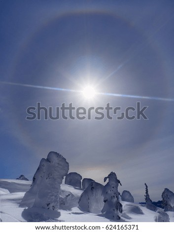 Solar Halo over Snow Landscape 