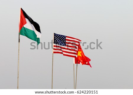 American flag with several other