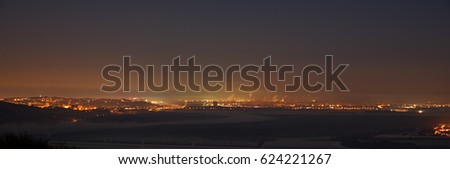 A night panorama view of the capital Bratislava from Braunsberg, Hainburg an der Donau, Austria