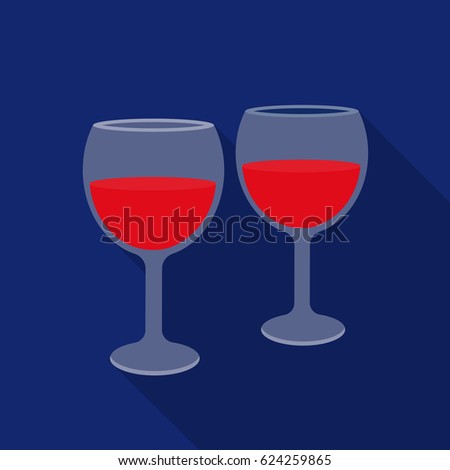 Wine glasses icon in flat style isolated on white background. Romantic symbol stock vector illustration.