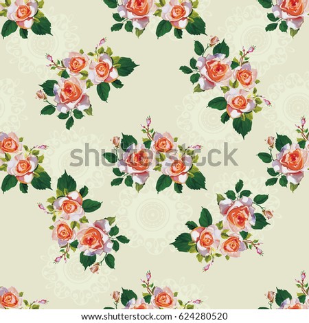 Seamless floral pattern with rose roses Vector Illustration EPS8