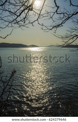 beautiful sun spots are on sea water, reflections in the waves