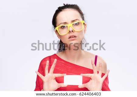   bussines card woman on white background