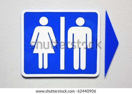 Women and Men Toilet Sign in blue.