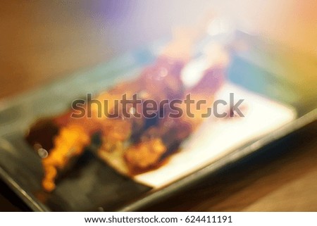 Blurred abstract background and can be illustration to article of fried fish