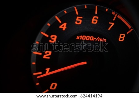car dashboard RPM meter tachometer macro.selective focus.