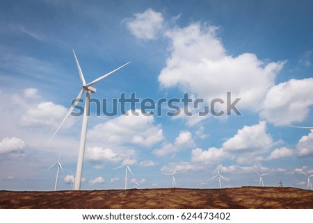 Windmills for electric power production.