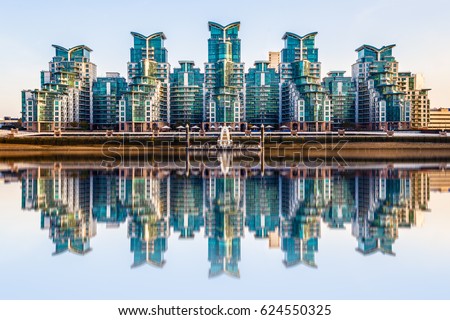 St George Wharf Pier and the exterior of a riverside apartment in Vauxhall, London