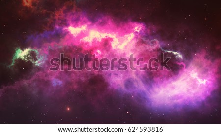 Beautiful space, glowing stars and nebulae, galaxies