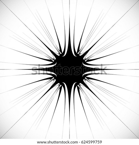 Abstract burst element in clipping mask. Radial, radiating lines. Geometric rays, beams circular abstract pattern. Explosion, starburst, sunburst effect.