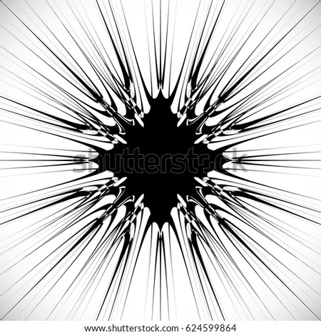 Abstract burst element in clipping mask. Radial, radiating lines. Geometric rays, beams circular abstract pattern. Explosion, starburst, sunburst effect.