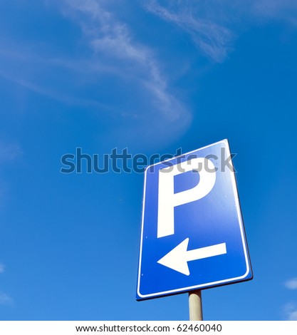 Parking symbol on a blue sky