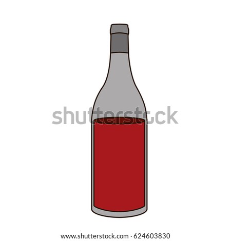 light coloured silhouette with bottle of red wine without label vector illustration
