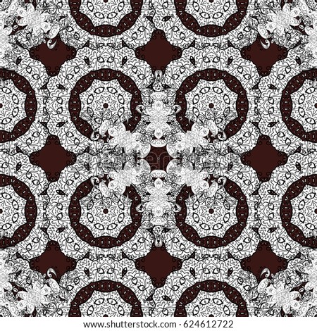 Seamless oriental ornament in the style of baroque. Vector traditional classic white pattern on brown background.