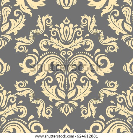 Orient vector classic golden pattern. Seamless abstract background with repeating elements. Orient background