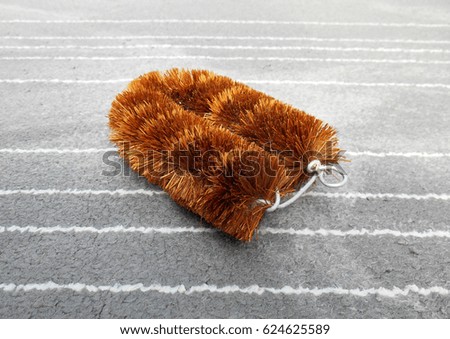 Brush coir is made from coconut hush. Biodegradable cleaning fiber brush. Used together with detergent to wash carpet