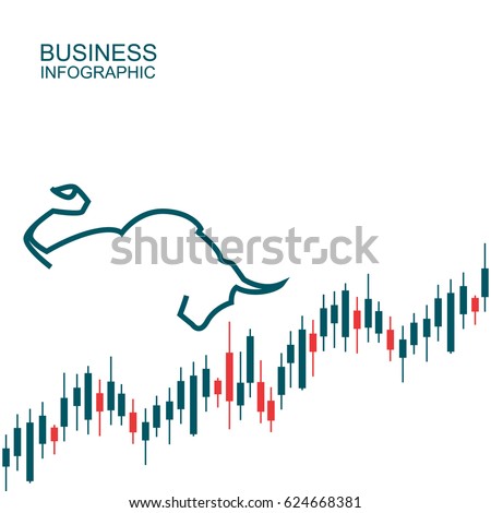 Bullish and Bearish symbols on stock market vector illustration. vector Forex or commodity charts, isolated on abstract background. The symbol of the bear and the bull. The growing and falling market. Royalty-Free Stock Photo #624668381