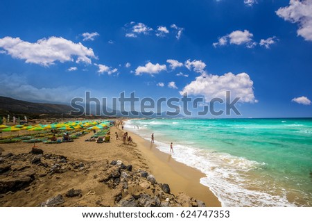 Falasarna beach, Crete island, Greece. Falassarna is one of the best beaches in Creta Royalty-Free Stock Photo #624747353