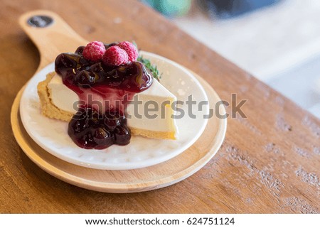 Slice of delicious blueberry cheese cake