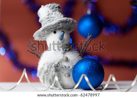 Snowman toy christmas decoration, selective focus