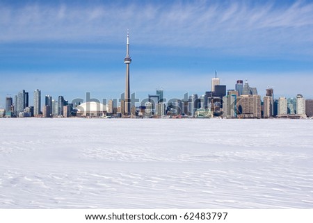 Winter skyline of Toronto, Canada
