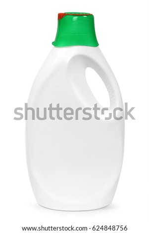 White plastic gallon, jerry can isolated on a white background