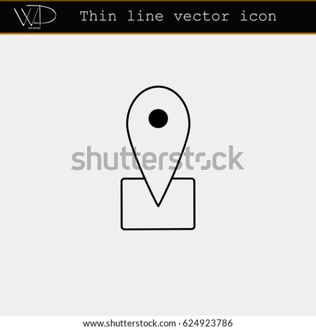 thin line location vector icon for web design, mobile apps, application, on-line store,e-commerce , mobile store. Linear elements, black outline with black dots, filled black circles, modern style.
