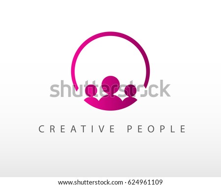 Creative people logo design template with circle