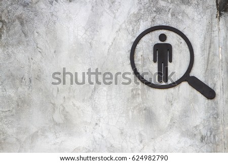 toilet signs of man on raw concrete
